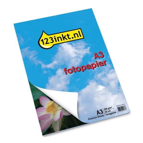 123inkt Premium Glossy hoogglans fotopapier 260 grams A3 (20 vel) 064165 - 1