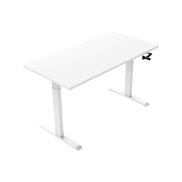 123inkt Slinger zit-sta bureau wit frame Wit blad 140 x 80 cm  302598 - 2