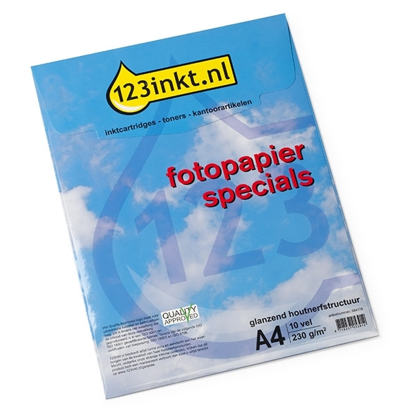 123inkt Specials glanzend fotopapier met houtnerfstructuur 230 grams A4 (10 vel)  064178 - 1