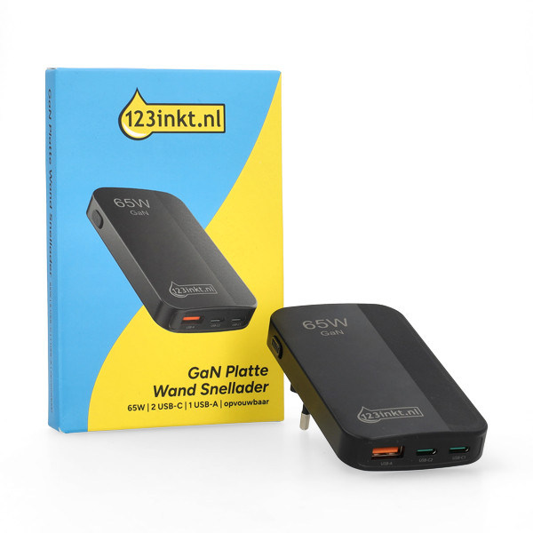 123inkt USB-C + USB-A snellader 65W zwart 302916 - 2