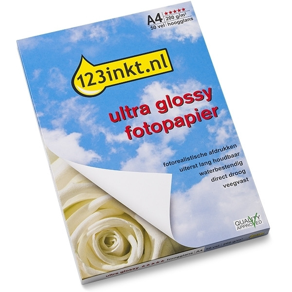 123inkt Ultra Glossy hoogglans fotopapier 200 grams A4 (50 vel)  064155 - 1
