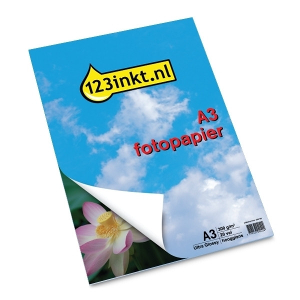 123inkt Ultra Glossy hoogglans fotopapier 300 grams A3 (20 vel)  064169 - 1