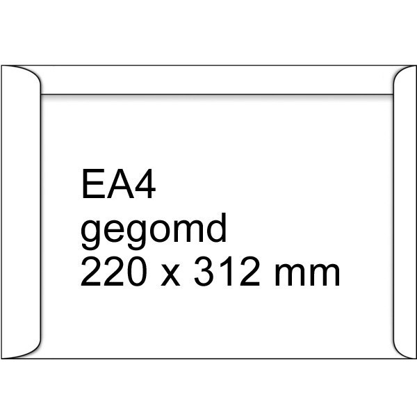 123inkt akte-envelop wit 220 x 312 mm - EA4 gegomd (500 stuks) 302768 - 2