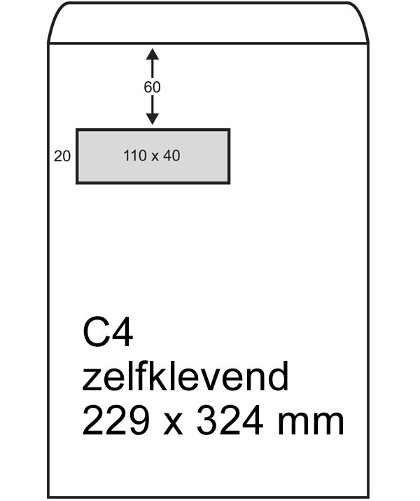 123inkt akte envelop wit 229 x 324 mm - C4 venster links zelfklevend (250 stuks) 123-303590 209080 303590C 300947 - 1