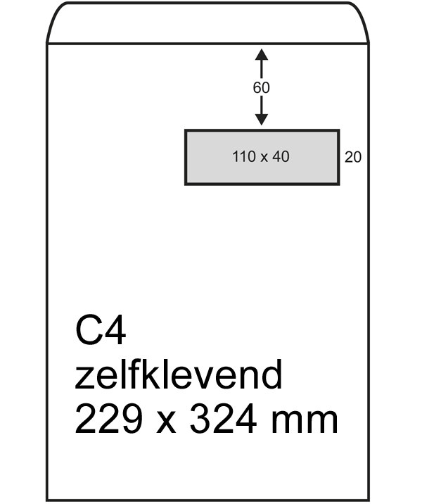 123inkt akte envelop wit 229 x 324 mm - C4 venster rechts zelfklevend (250 stuks) 123-303595 209082 303595C 300948 - 1