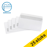 123inkt dienst envelop wit 110 x 220 mm - EA5/6 venster links zelfklevend (25 stuks) 123-202525-25 209009 RD-202525-25C 300912