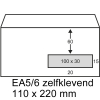 123inkt dienst envelop wit 110 x 220 mm - EA5/6 venster rechts zelfklevend (500 stuks)