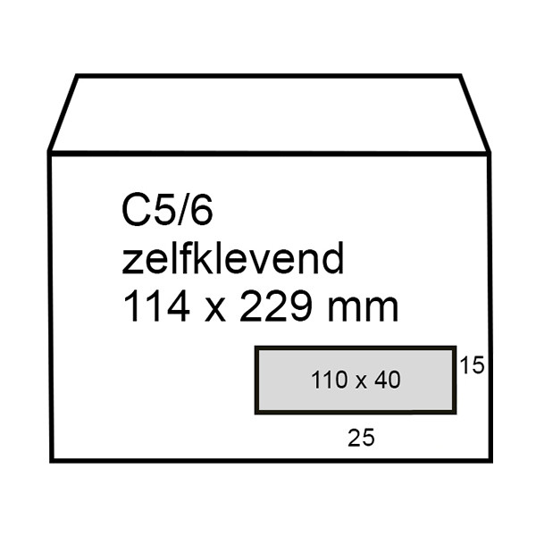 123inkt dienst envelop wit 114 x 229 mm - C5/6 venster rechts zelfklevend (50 stuks) 123-201535-50 300918 - 1