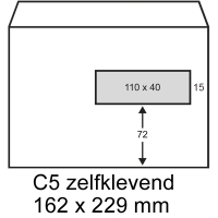 123inkt dienst envelop wit 162 x 229 mm - C5 venster rechts zelfklevend (500 stuks) 123-202570 202570C 209054 88098981C 300931