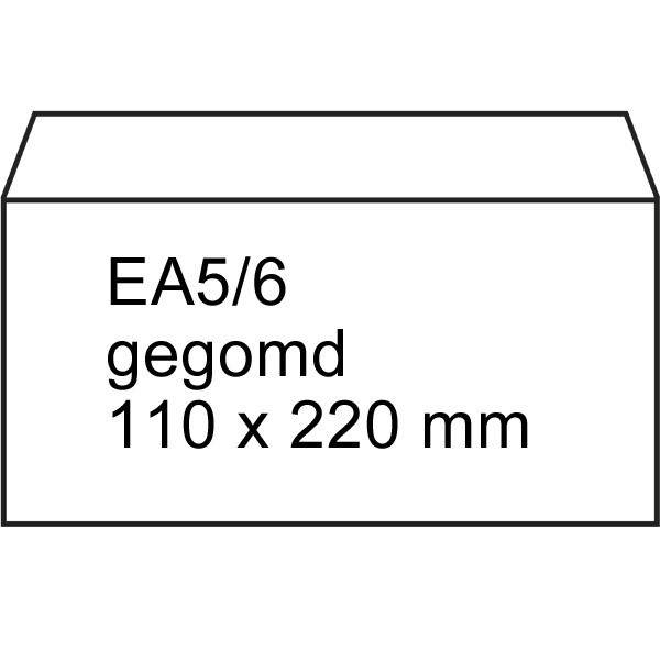 123inkt dienstenvelop wit 110 x 220 mm - EA5/6 gegomd (500 stuks) 300906 - 2