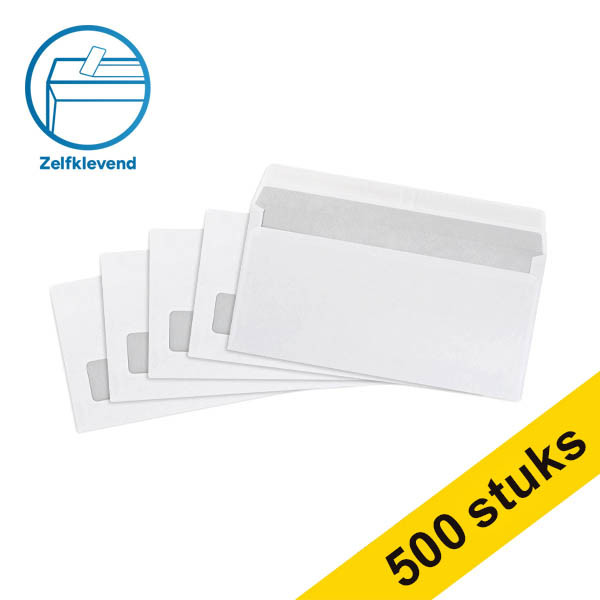 123inkt dienstenvelop wit 110 x 220 mm - EA5/6 venster links zelfklevend (500 stuks) 300913 - 1