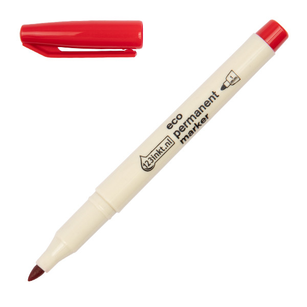 123inkt eco permanent marker rood (1 mm rond) 4-25002C 390604 - 1
