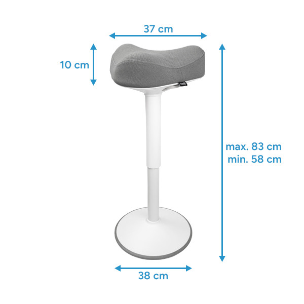 123inkt ergonomische driehoekige zit-stakruk met gasveer wit (58 cm - 83 cm) 65450085C 390047 - 2