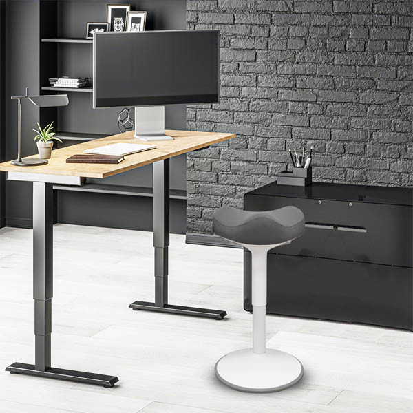 123inkt ergonomische driehoekige zit-stakruk met gasveer wit (58 cm - 83 cm) 65450085C 390047 - 6