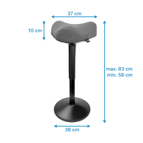 123inkt ergonomische driehoekige zit-stakruk met gasveer zwart (58 cm - 83 cm) 65450089C 390046 - 2