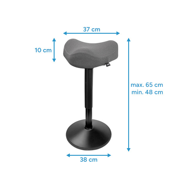 123inkt ergonomische driehoekige zitkruk met gasveer zwart (48 cm - 65 cm) 65440089C 390048 - 2