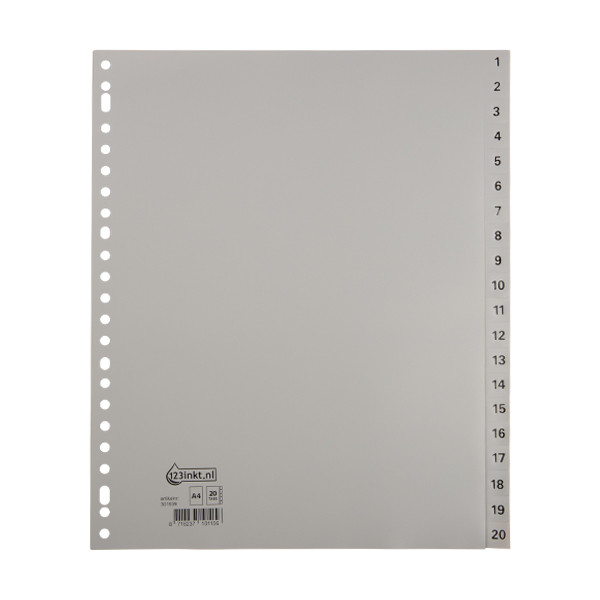 123inkt extra brede plastic tabbladen A4+ met 20 tabs (23-gaats) G420CM-BC 301539 - 1