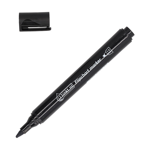 123inkt flipchart marker zwart (1 - 5 mm beitel) 302971 - 1