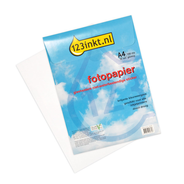 123inkt fotopapier sticker PVC A4 transparant (10 stickers)  300225 - 1