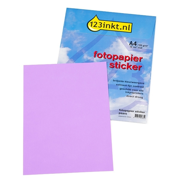 123inkt fotopapier sticker mat A4 paars (10 stickers)  300220 - 1