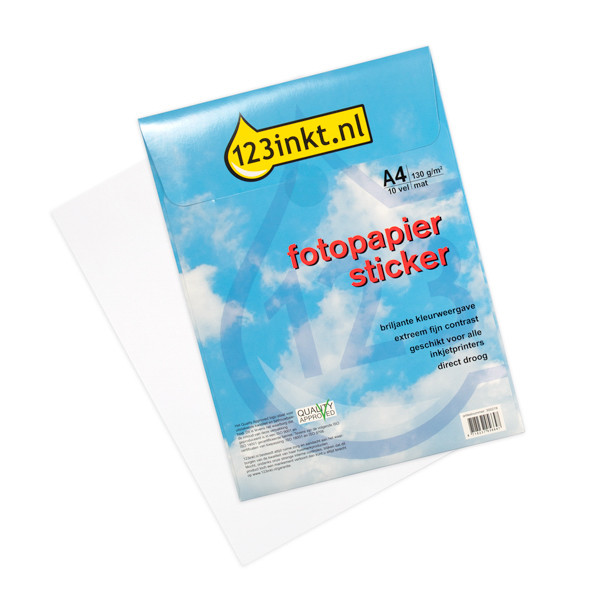 123inkt fotopapier sticker mat A4 wit (10 stickers)  300219 - 