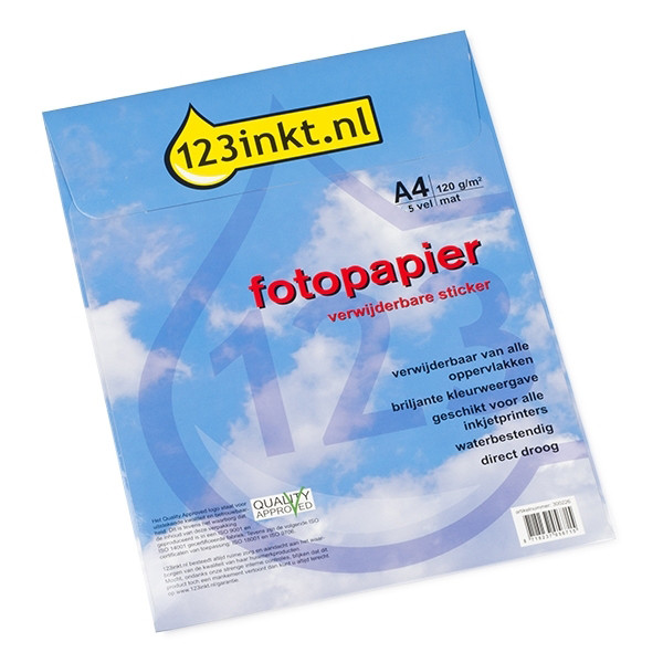 123inkt fotopapier verwijderbare textielsticker A4 wit (5 stickers)  300226 - 1
