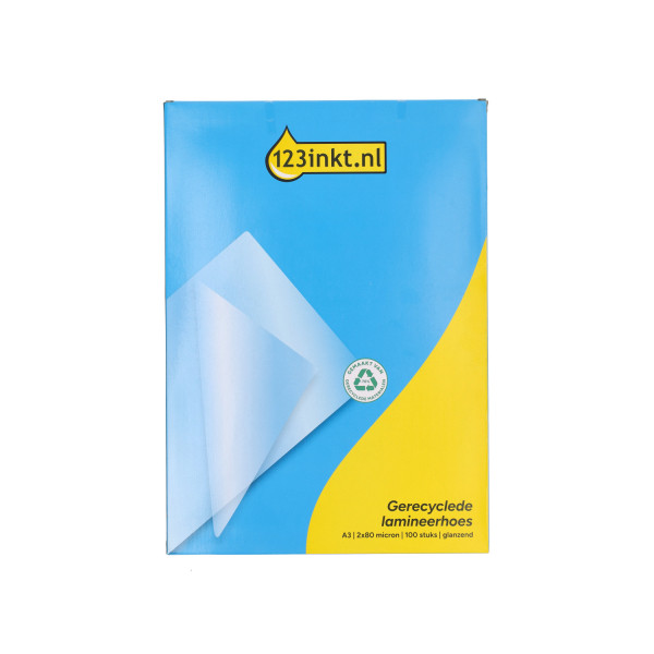 123inkt gerecyclede document lamineerhoes A3 glanzend 2x80 micron (100 stuks) 303171 - 1