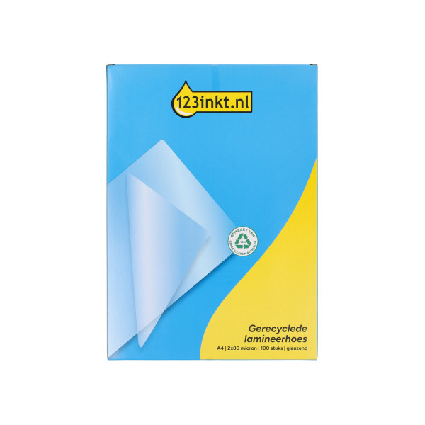123inkt gerecyclede document lamineerhoes A4 glanzend 2x80 micron (100 stuks) 303172 - 1