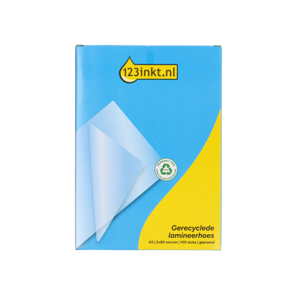 123inkt gerecyclede document lamineerhoes A5 glanzend 2x80 micron (100 stuks) 303173 - 1