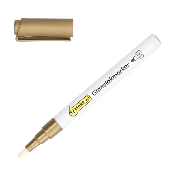 123inkt glanslakmarker goud (1 - 2 mm rond) 302985 - 1