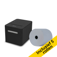 123inkt huismerk RP-T100 bonprinter zwart bundel met 5 Blue4est kassarollen 80x80x12 303408