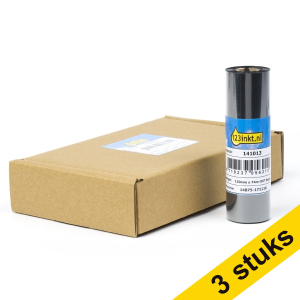 123inkt huismerk vervangt Aanbieding: 3x Zebra 5095 hars ribbon (05095GS11007) 110 mm x 74 m (5 ribbons) 05095GS11007C 650741 - 1