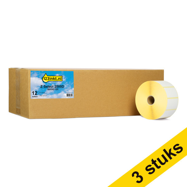 123inkt huismerk vervangt Aanbieding: 3x Zebra Z-Select 2000D label (800262-125) 57 x 32 mm (12 rollen) 800262-125C 650712 - 1