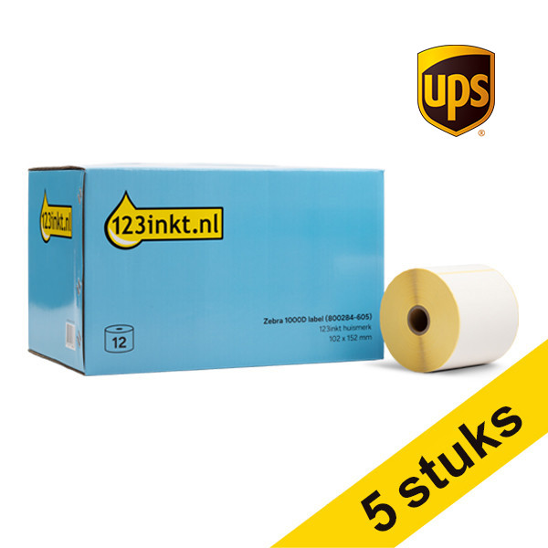123inkt huismerk vervangt Aanbieding: 5x Zebra Z-Perform 1000D UPS label (800284-605) 102 x 152 mm (12 rollen) 653186 - 1