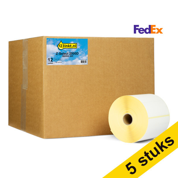 123inkt huismerk vervangt Aanbieding: 5x Zebra Z-Select 2000D FedEx label (800264-605) 102 x 152 mm (12 rollen) 653308 - 1