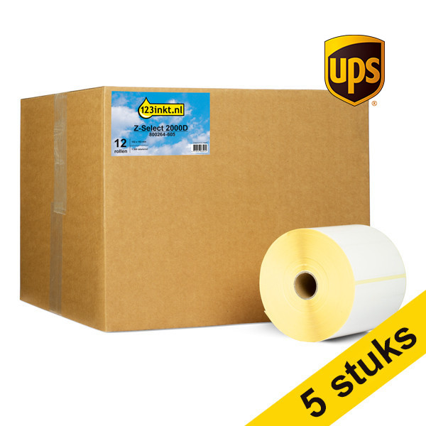 123inkt huismerk vervangt Aanbieding: 5x Zebra Z-Select 2000D UPS label (800264-605) 102 x 152 mm (12 rollen) 653188 - 1