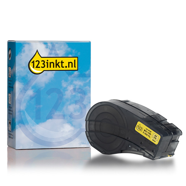 123inkt huismerk vervangt Brady M21-125-C-342-YL tape krimpkous zwart op geel 6,00 mm x 2,10 m (nieuwe versie) 147732 - 1