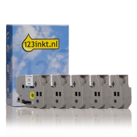 123inkt huismerk vervangt Brother HGe-231V5 hoge resolutie tape zwart op wit 12 mm 5 stuks