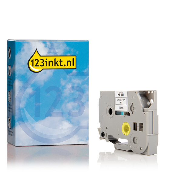 123inkt huismerk vervangt Brother HSe-231 krimpkous tape zwart op wit 12 mm HSE231C 088887 - 1