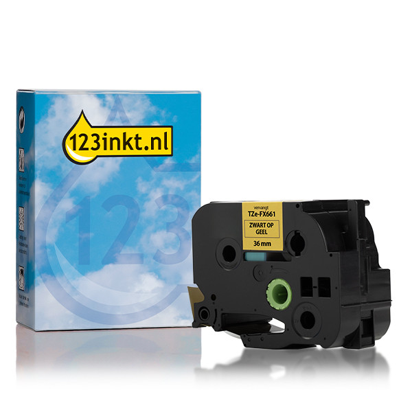 123inkt huismerk vervangt Brother HSe-631E krimpkous tape zwart op geel 12 mm 350641 - 1