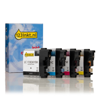 123inkt huismerk vervangt Brother LC-1100HYVALBP multipack zwart + 3 kleuren