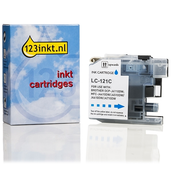 123inkt huismerk vervangt Brother LC-121C inktcartridge cyaan LC-121CC 029117 - 1