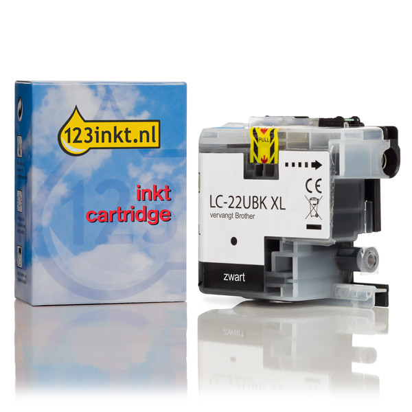 123inkt huismerk vervangt Brother LC-22UBK XL inktcartridge zwart LC-22UBKC 350029 - 1