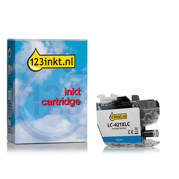 123inkt huismerk vervangt Brother LC-421XLC inktcartridge cyaan hoge capaciteit LC-421XLCC 051297 - 1