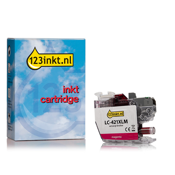 123inkt huismerk vervangt Brother LC-421XLM inktcartridge magenta hoge capaciteit LC-421XLMC 051299 - 1