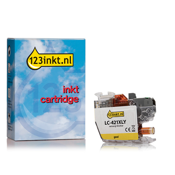 123inkt huismerk vervangt Brother LC-421XLY inktcartridge geel hoge capaciteit LC-421XLYC 051301 - 1