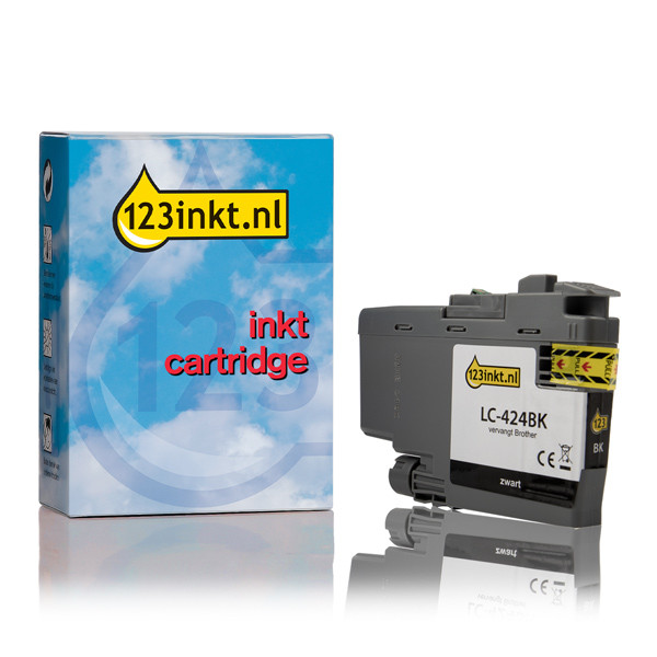 123inkt huismerk vervangt Brother LC-424BK inktcartridge zwart LC424BKC 051267 - 1