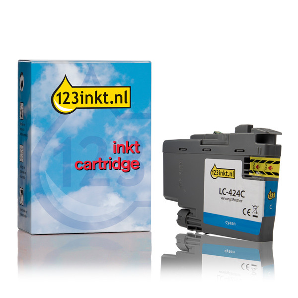 123inkt huismerk vervangt Brother LC-424C inktcartridge cyaan LC424CC 051269 - 1