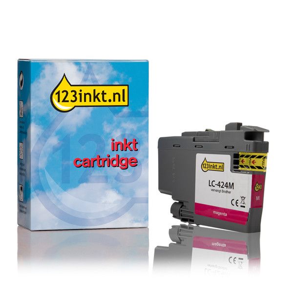 123inkt huismerk vervangt Brother LC-424M inktcartridge magenta LC424MC 051271 - 1