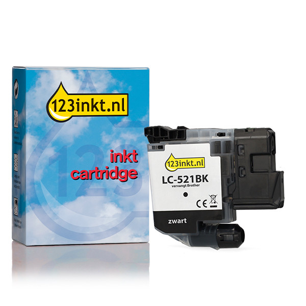 123inkt huismerk vervangt Brother LC-521BK inktcartridge zwart 051471 - 1